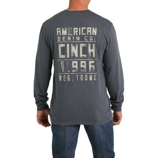 Cinch Mens Long Sleeve Blue Grey T-Shirt MTK1721013