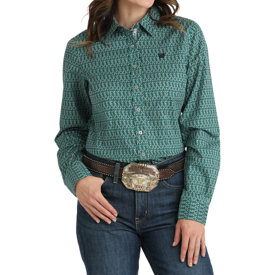 Cinch Ladies Button Down Teal Shirt MSW9165054