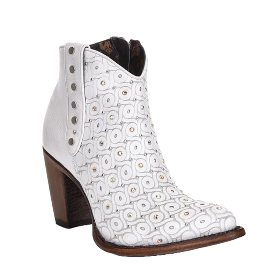 Cuadra Ladies Crystalized Handwoven White Bootie CU482