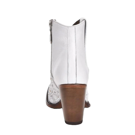 Cuadra Ladies Crystalized Handwoven White Bootie CU482