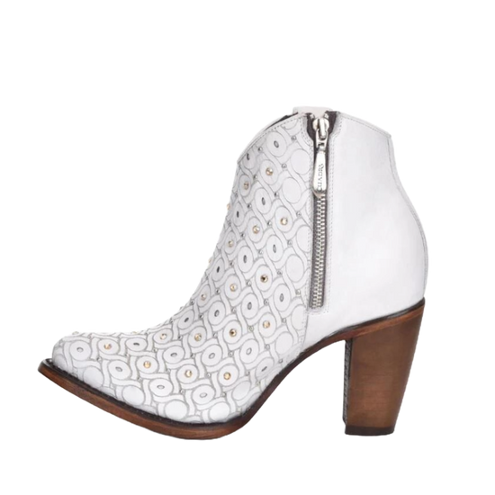 Cuadra Ladies Crystalized Handwoven White Bootie CU482