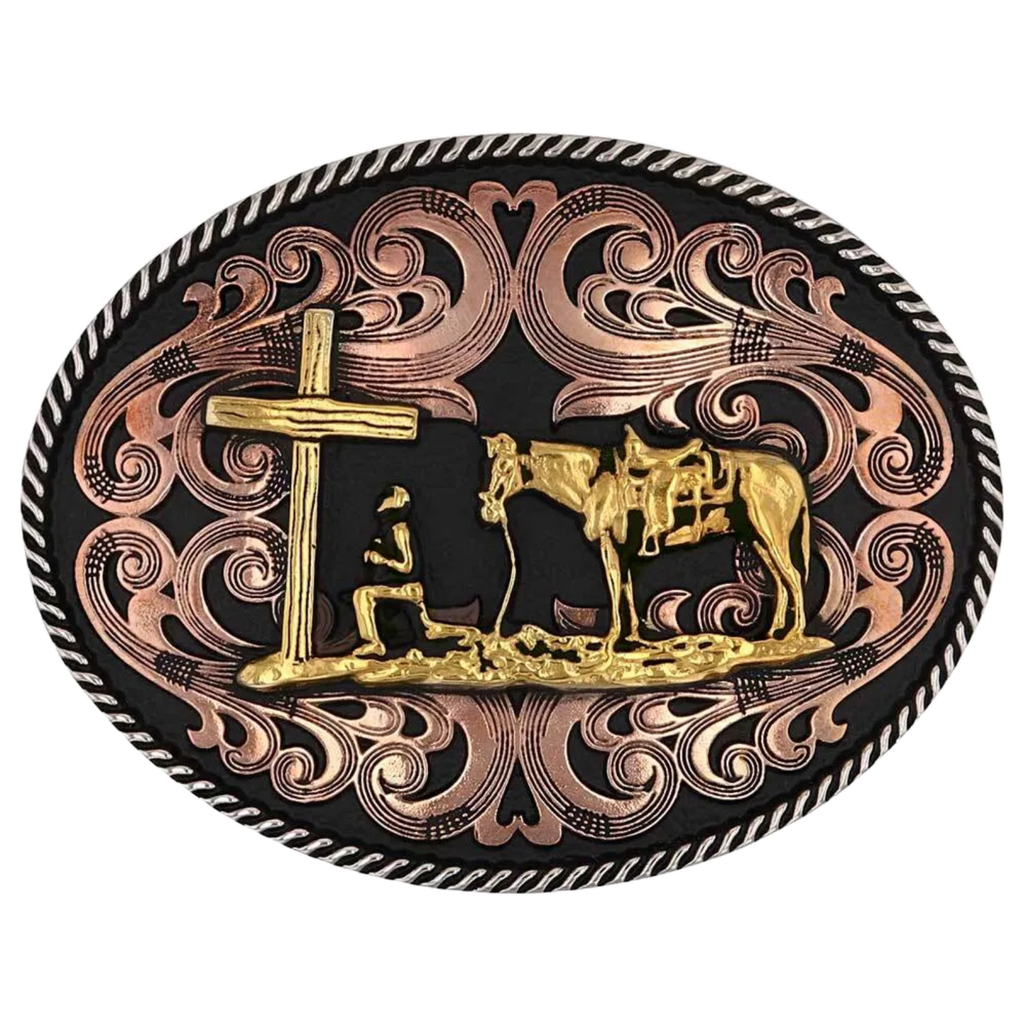 Montana Silversmiths Tri-Tone Christian Cowboy Attitude Buckle A1005