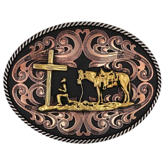 Montana Silversmiths Tri-Tone Christian Cowboy Attitude Buckle A1005