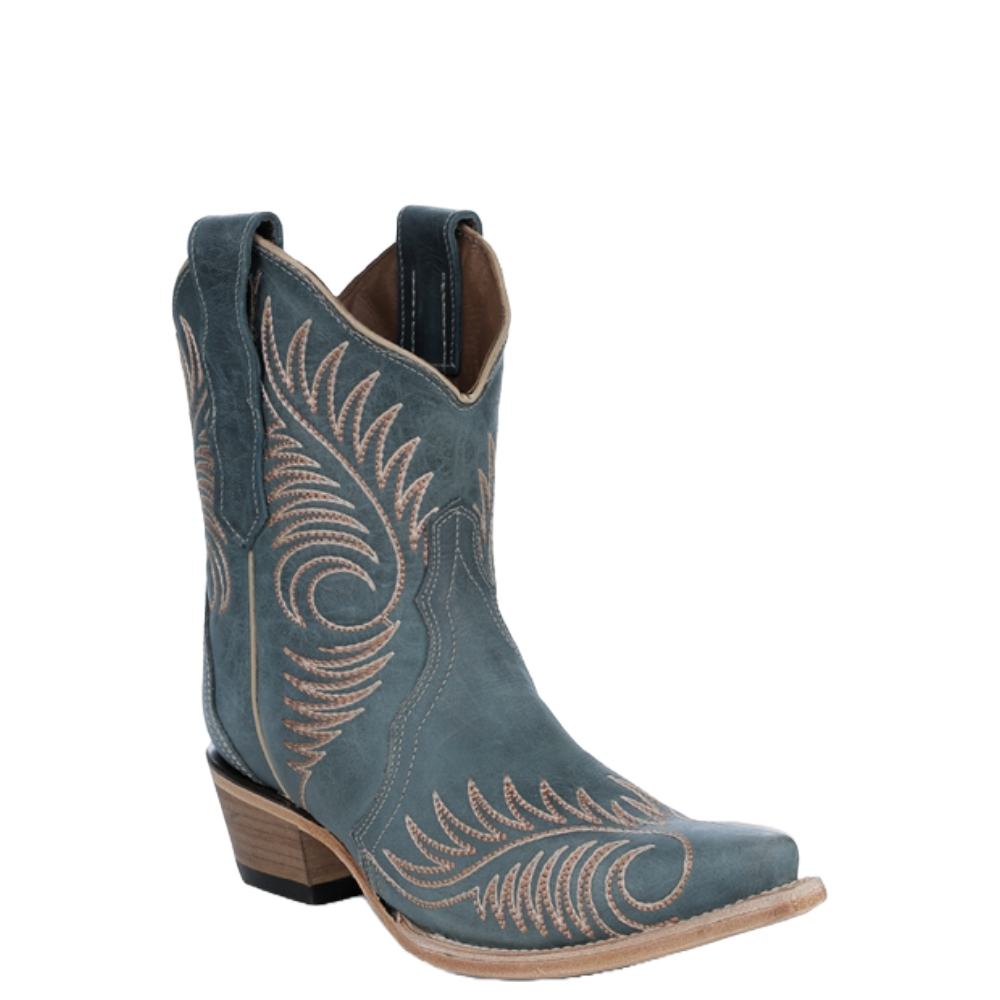 Circle G by Corral Ladies Blue Embroidery Shortie Boots L6152