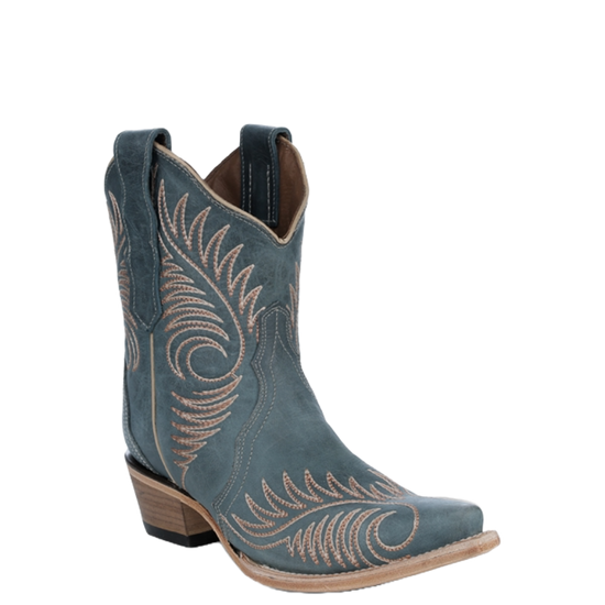 Circle G by Corral Ladies Blue Embroidery Shortie Boots L6152