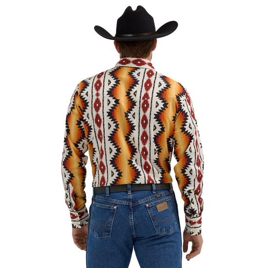 Wrangler Men's Checotah Aztec Orange & Black Western Shirt 112355378