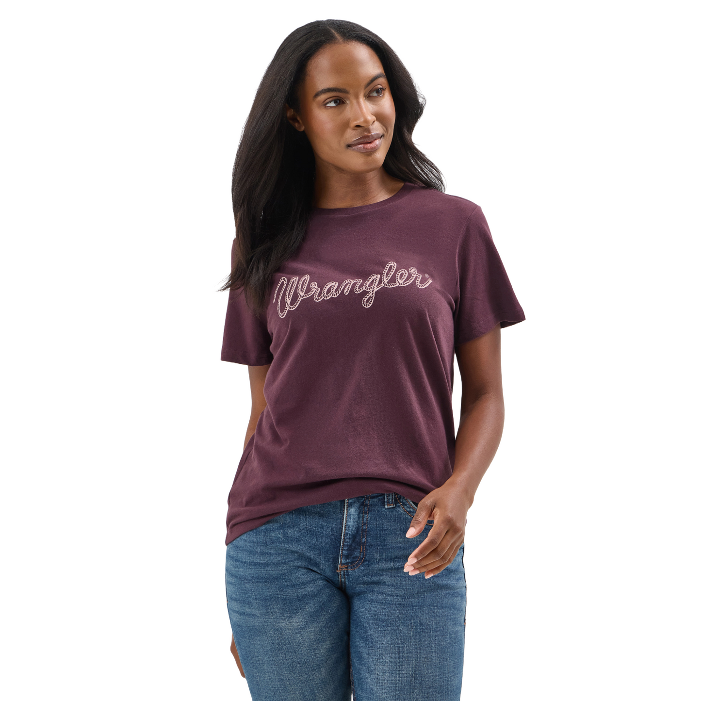 Wrangler Ladies Year-Round Logo Fudge Brown Graphic T-Shirt 112354359