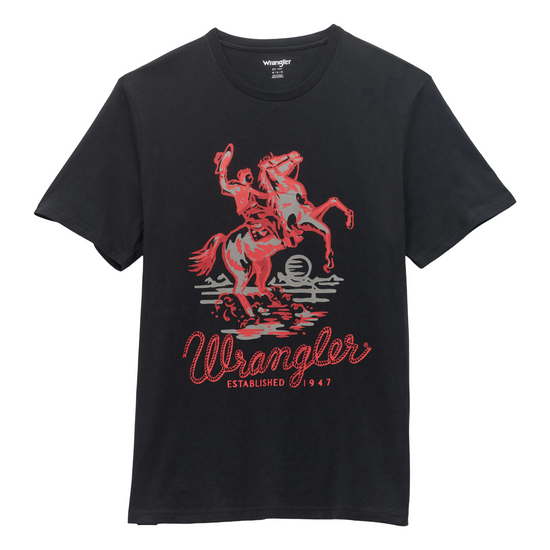 Wrangler Men's Cowboy Rider Washed Black Graphic T-Shirt 112353946