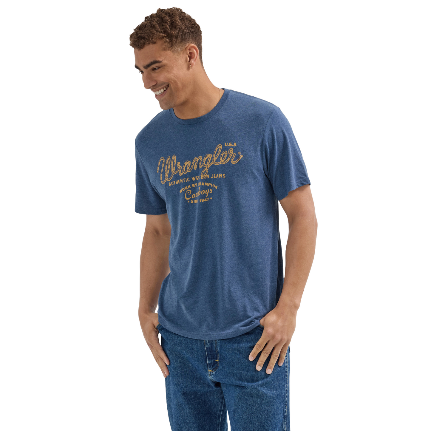 Wrangler Men's Logo Dark Denim Heather Graphic T-Shirt 112353908