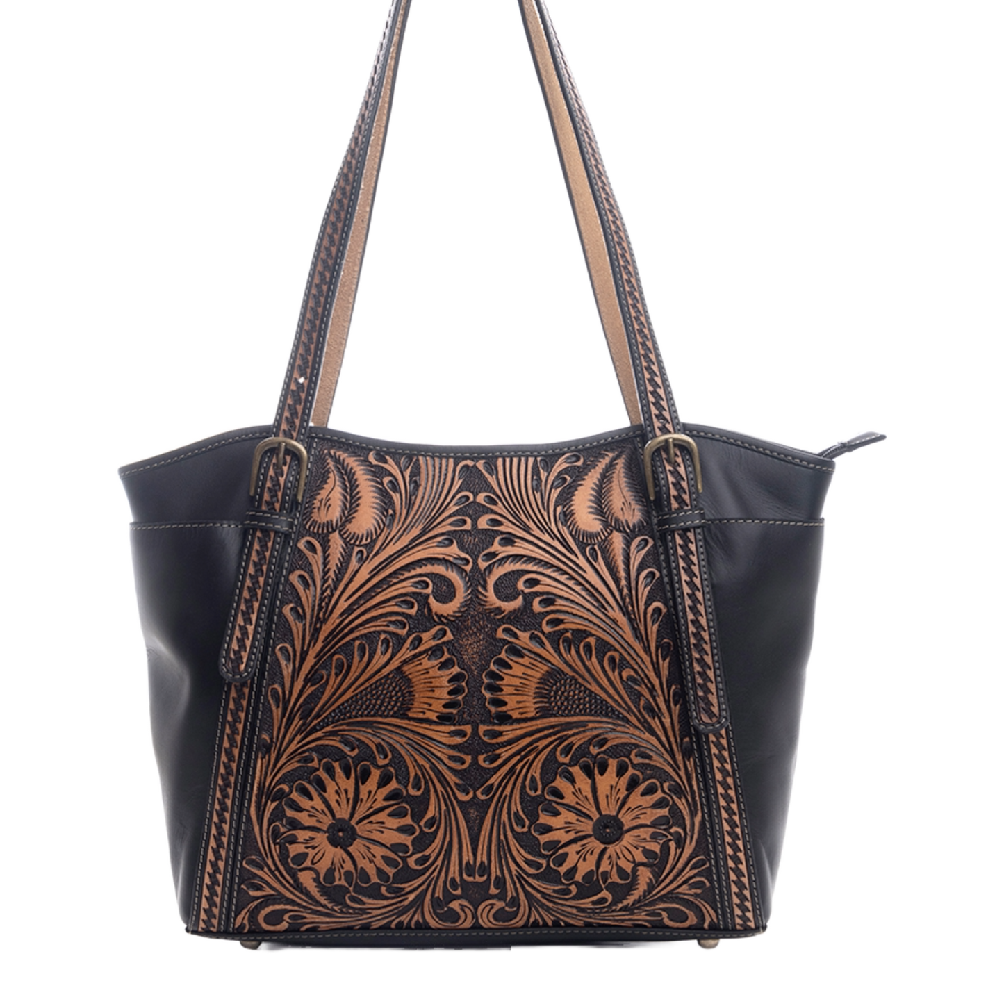 Myra Bag Ladies Floral Embossed Brown Leather Shoulder Bag S-9715