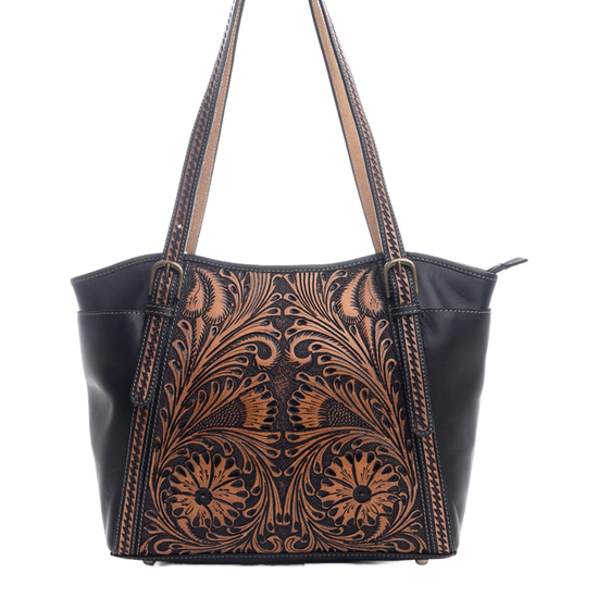 Myra Bag Ladies Floral Embossed Brown Leather Shoulder Bag S-9715