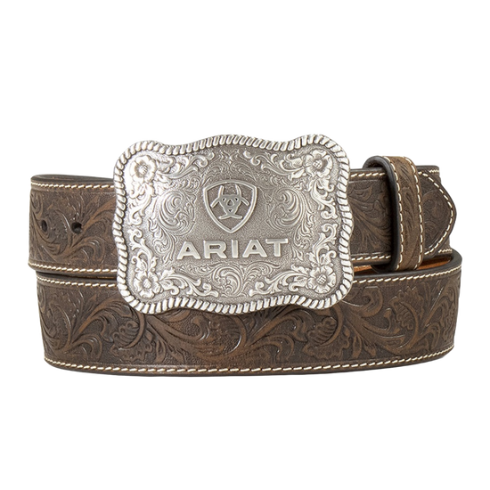 Ariat Mens Belt 1 1/2 Floral Embossed Aged Bark A1020444