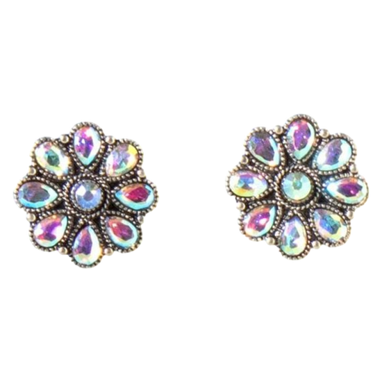 Blazin Roxx Ladies Floral Iridescent Stud Earrings 3057097