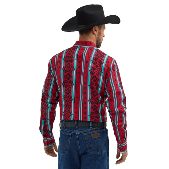 Wrangler Mens Checotah Aztec Red Western Shirt 112355376