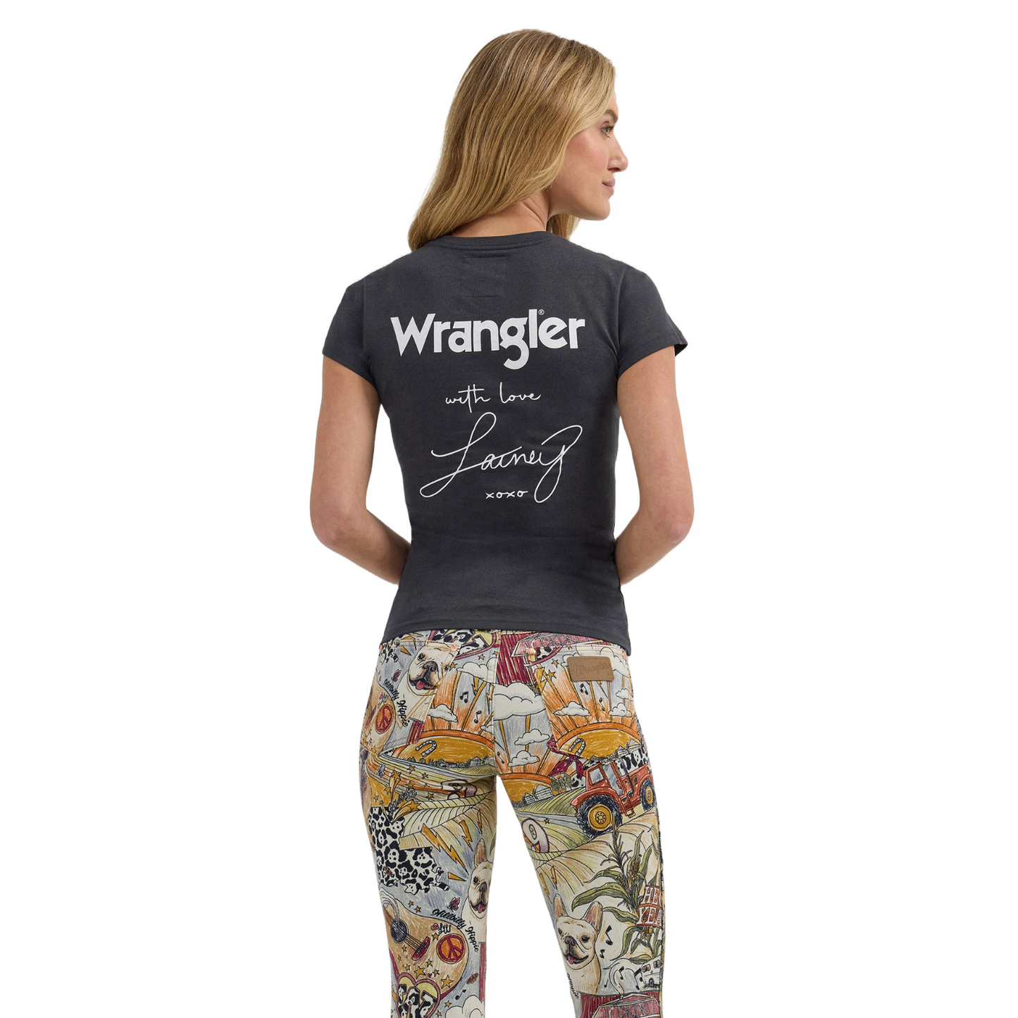 Wrangler Ladies Lainey Wilson With Love Shrunken Band Black T-Shirt 112360647