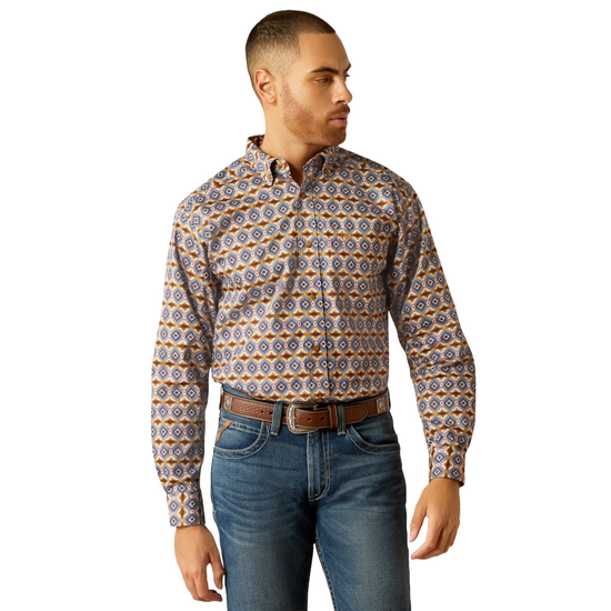 Ariat Men's Western Aztec Classic Blue Button Down Shirt 10052613