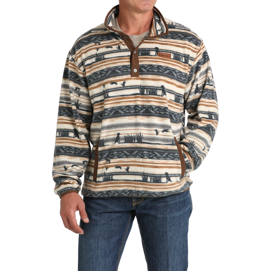 Cinch Men's Cream Aztec Printed Quarter Fleece Pullover MWK1514022