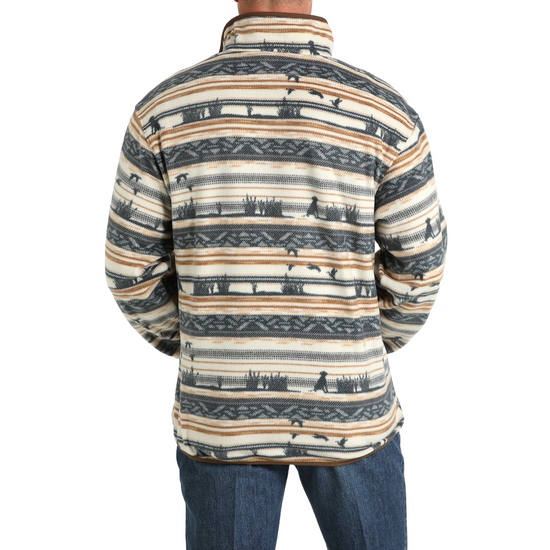 Cinch Men's Cream Aztec Printed Quarter Fleece Pullover MWK1514022