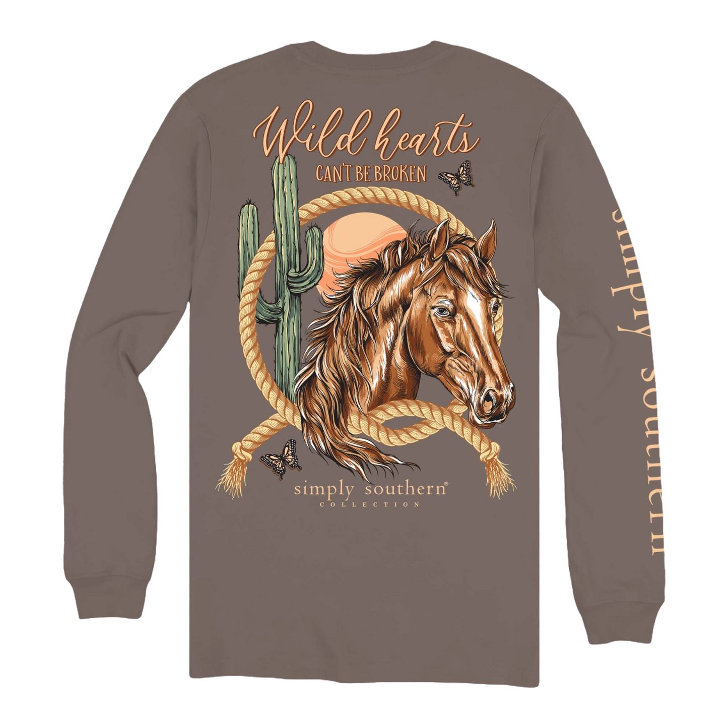 Simply Southern Ladies Wild Heart Mocha Brown T-Shirt LS-WILDHRT-MOCHA