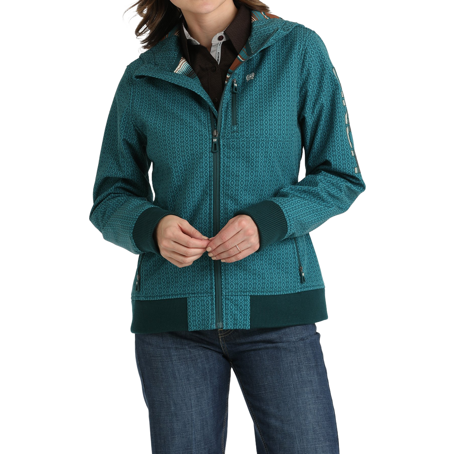 Cinch Ladies Bonded Textured Teal Hooded Jacket MAJ9899001