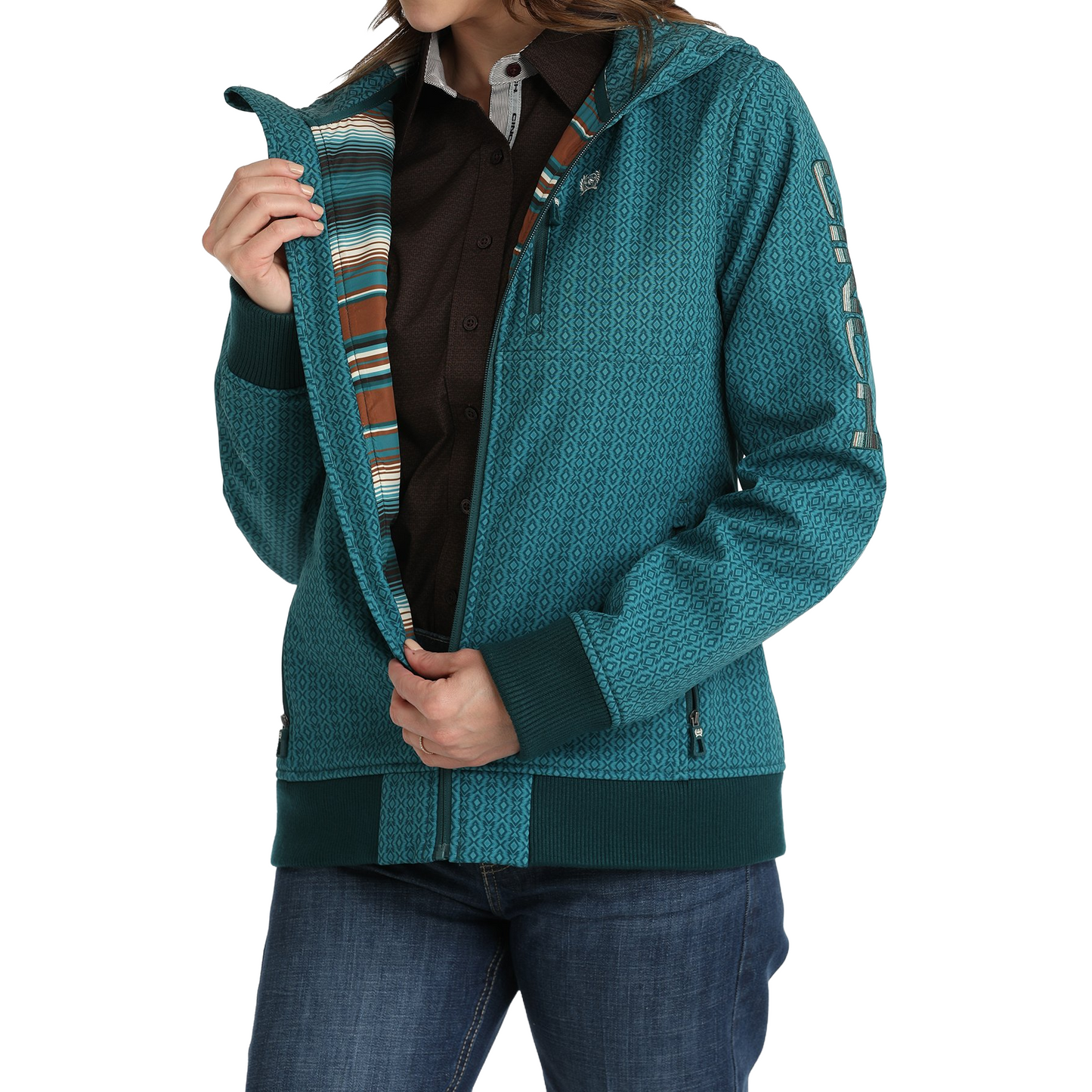 Cinch Ladies Bonded Textured Teal Hooded Jacket MAJ9899001