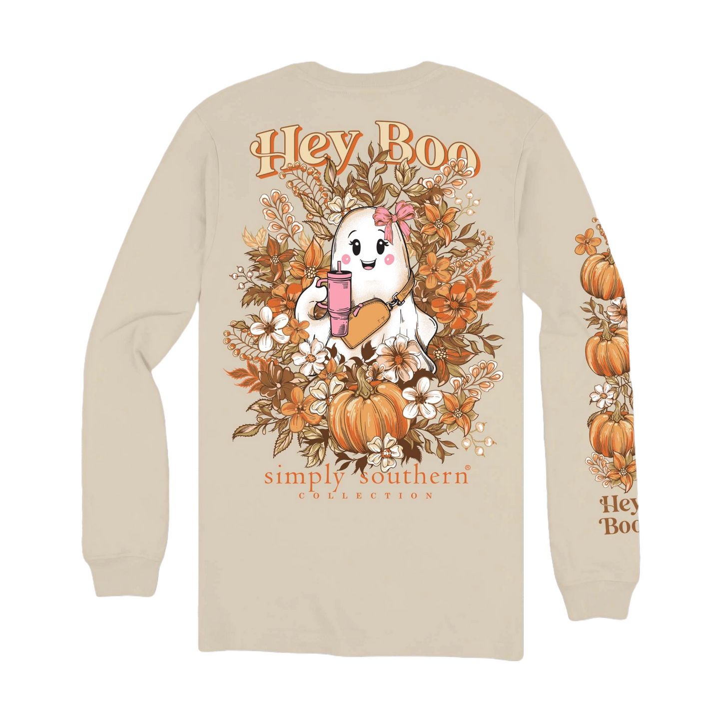 Simply Southern Ladies 'Hey boo' Whisper Tan Long Sleeve Shirt LS-BOO-WHISPER