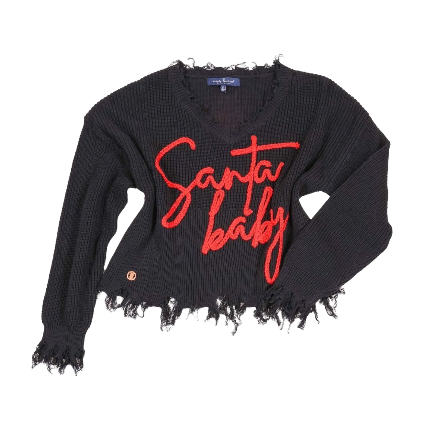 Simply Southern Ladies Santa Baby Black Sweater 0224-SWTR-KNT-VNCK-SANTA