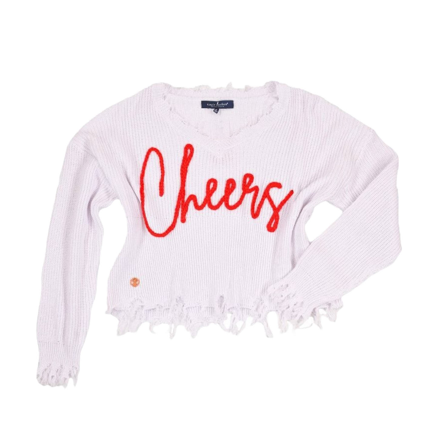 Simply Southern Ladies Cheers White Sweater 0224-SWTR-KNT-VNCK-CHEERS