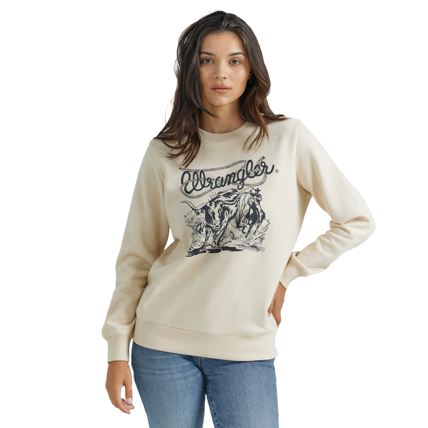 Wrangler Ladies Whitecap Gray Graphic Crew Pullover 112350129