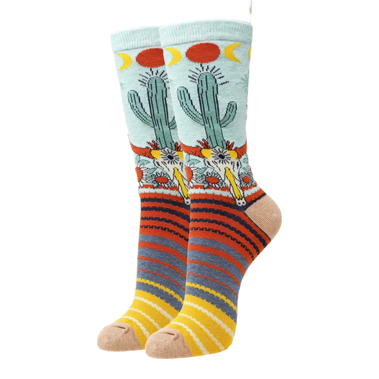 JY Design's Ladies Desert Nights Colorful Western Crew Sock WJ23702C