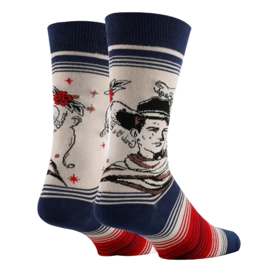 JY Designs Men's Cowboys Cry Cream Western Crew Sock MJ24304C