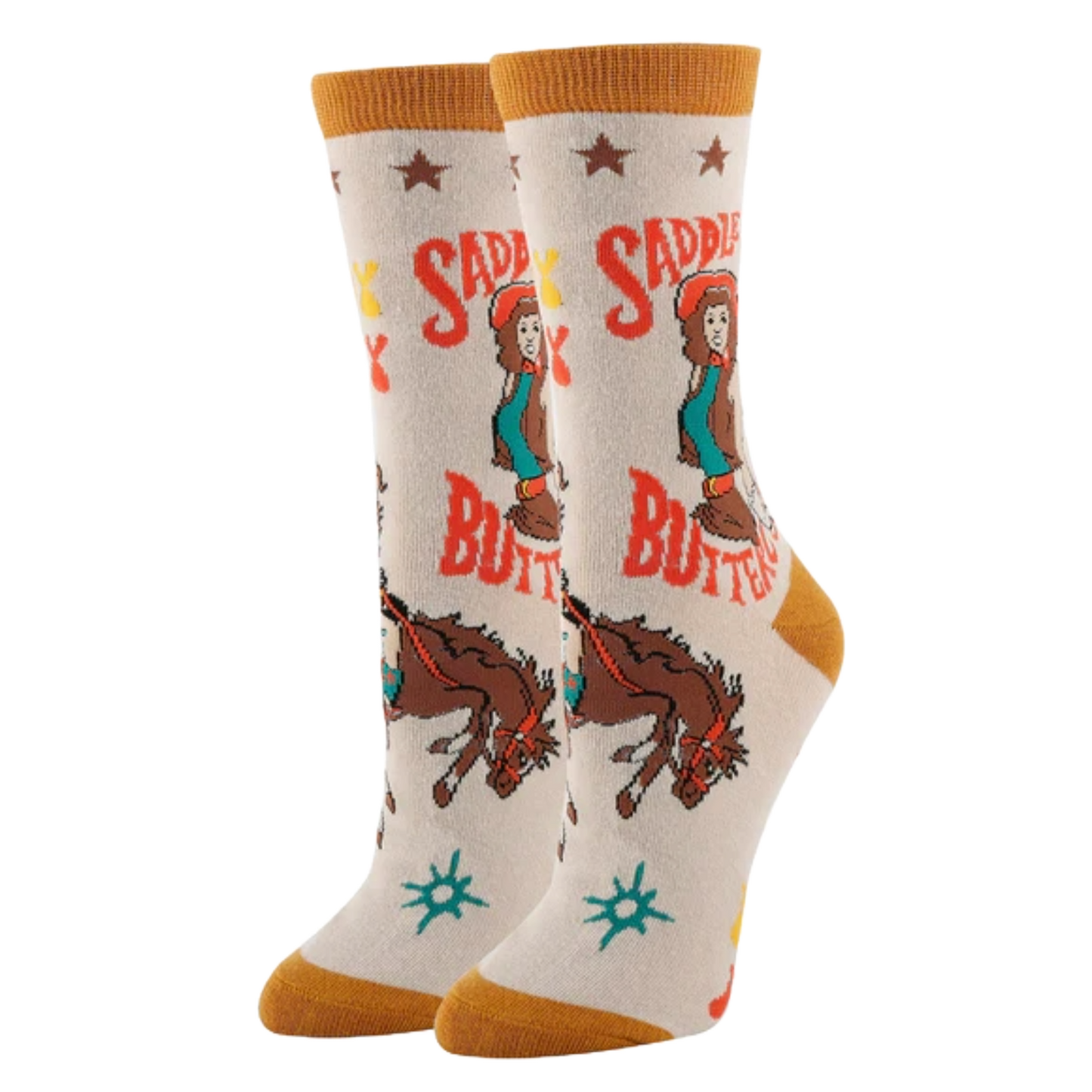 JY Designs Ladies Saddle Up Burnt Orange Western Crew Sock WD23507C