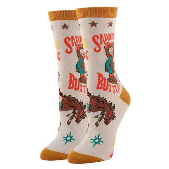 JY Designs Ladies Saddle Up Burnt Orange Western Crew Sock WD23507C