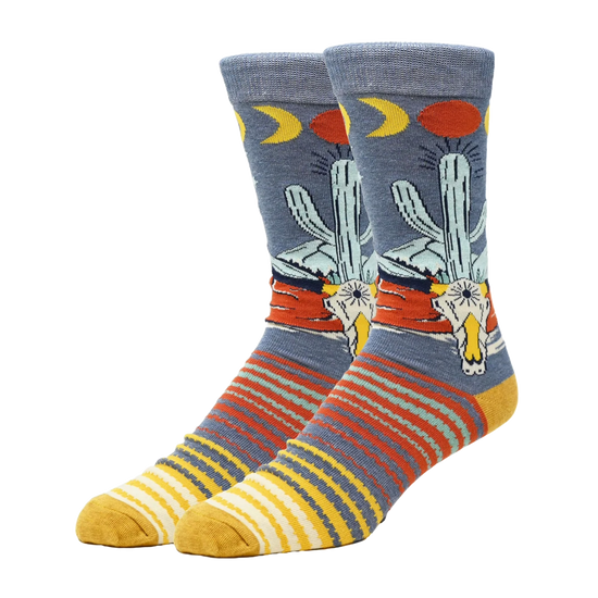 JY Designs Men's Desert Nights Western Grey Crew Sock MJ23702C