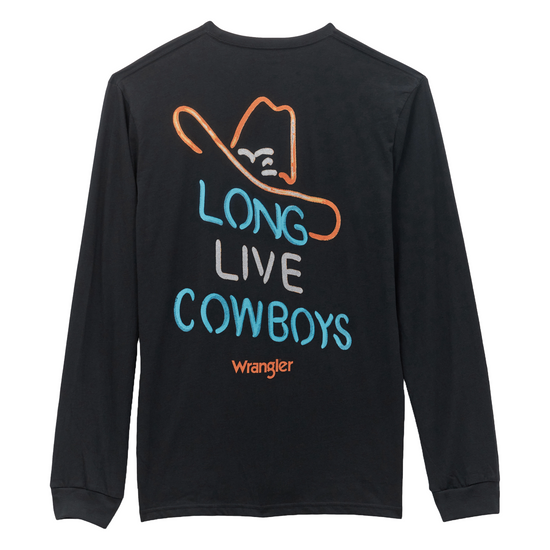 Wrangler Men's Long Live Cowboys Jet Black Long Sleeve Shirt 112354221