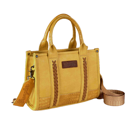 Wrangler Ladies Croc Print Concealed Carry Mustard Crossbody Tote Bag WG102-8120SMST