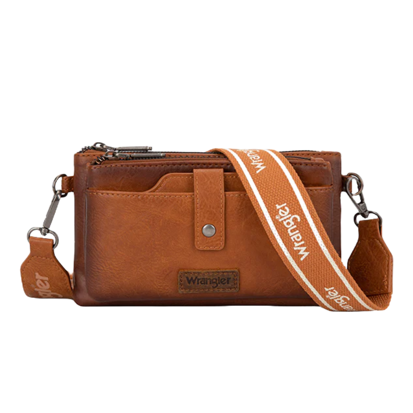 Wrangler Ladies Dual Zipper Light Brown Crossbody Bag WG120-209LBR