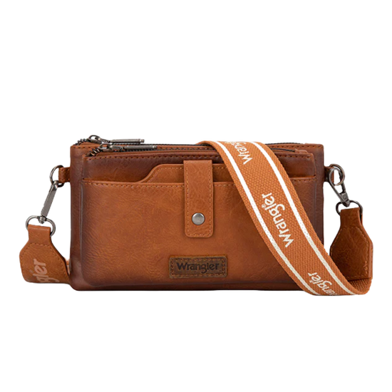 Wrangler Ladies Dual Zipper Light Brown Crossbody Bag WG120-209LBR