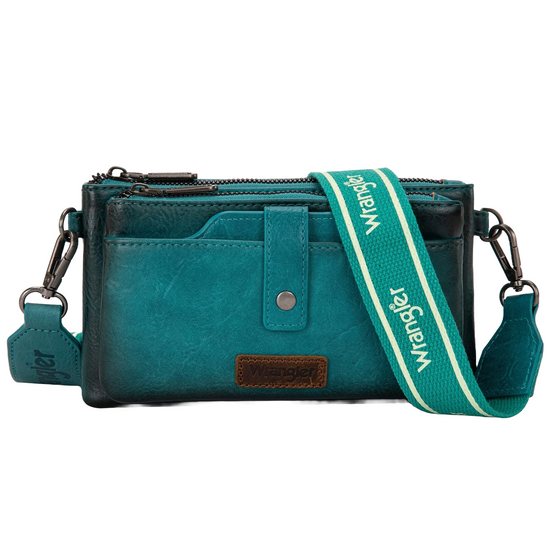 Wrangler Ladies Dual Zipper Turquoise Crossbody Bag WG120-209TQ