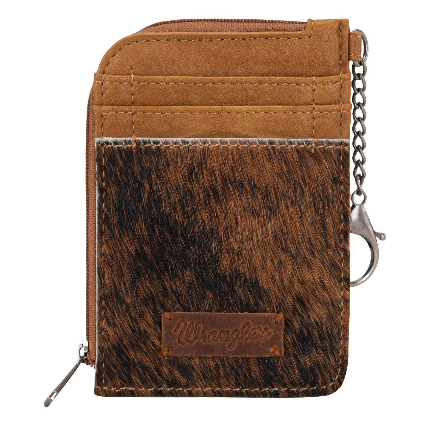 Wrangler Ladies Genuine Hair-On Cowhide Brown Mini Zip Card Case WG66-W005BR