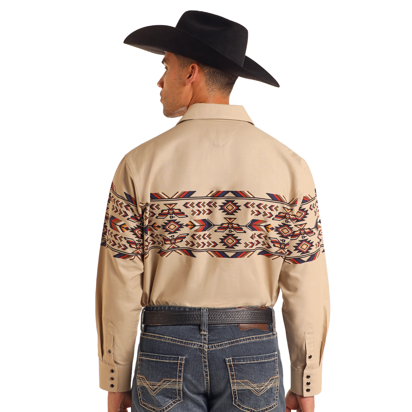 Panhandle Mens Thunderbird Border Print Shirt SMN2S05595