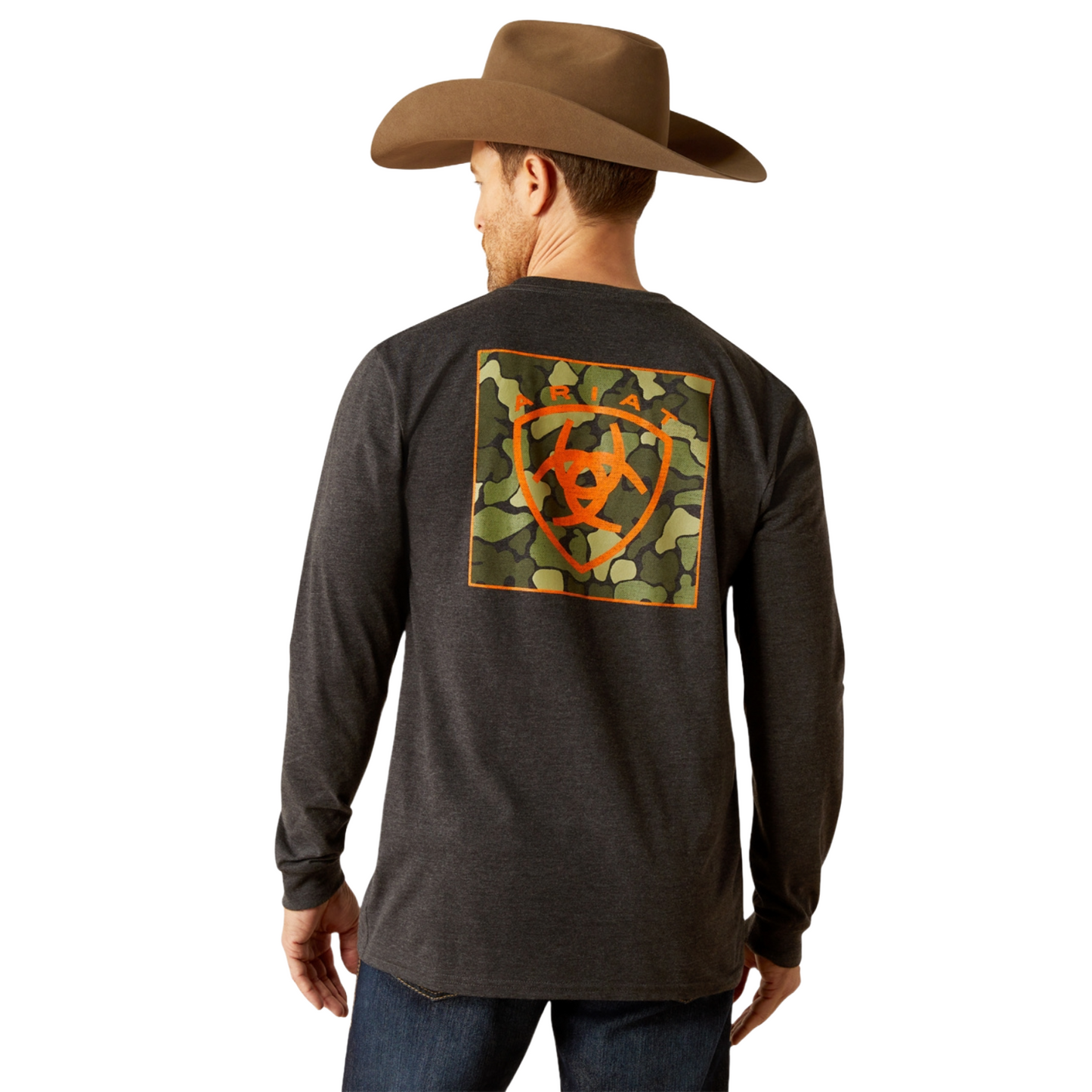 Ariat Men's Wetlands Nature Charcoal Heather Long Sleeve Shirt 10053988