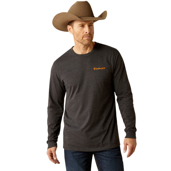 Ariat Men's Wetlands Nature Charcoal Heather Long Sleeve Shirt 10053988