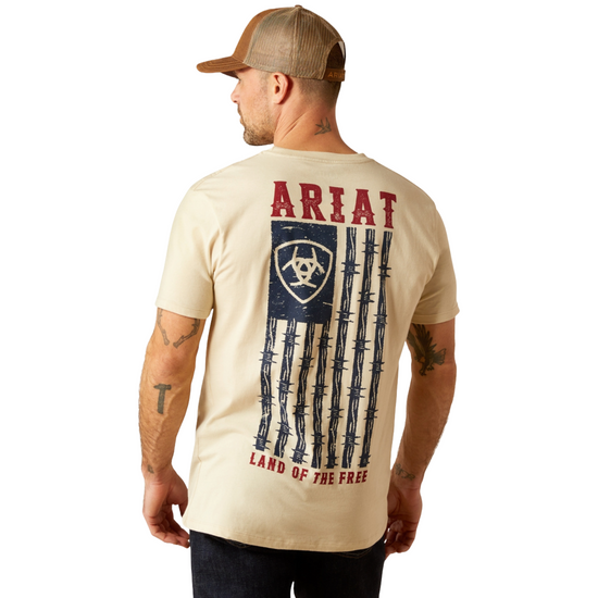 Ariat Men's Barbed Flag Graphic Natural T-Shirt 10054001