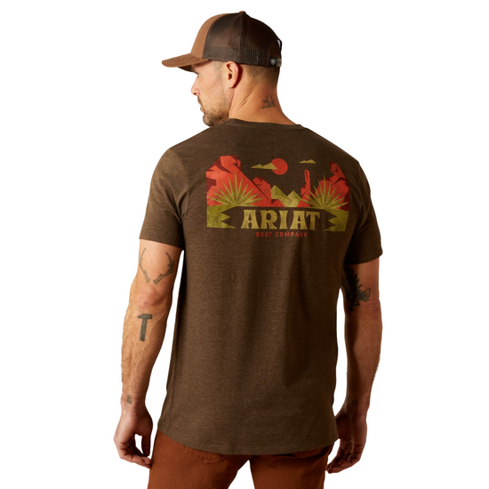 Ariat Men's Modern Mesa Graphic Brown Heather Short Sleeve T-Shirt 10054004