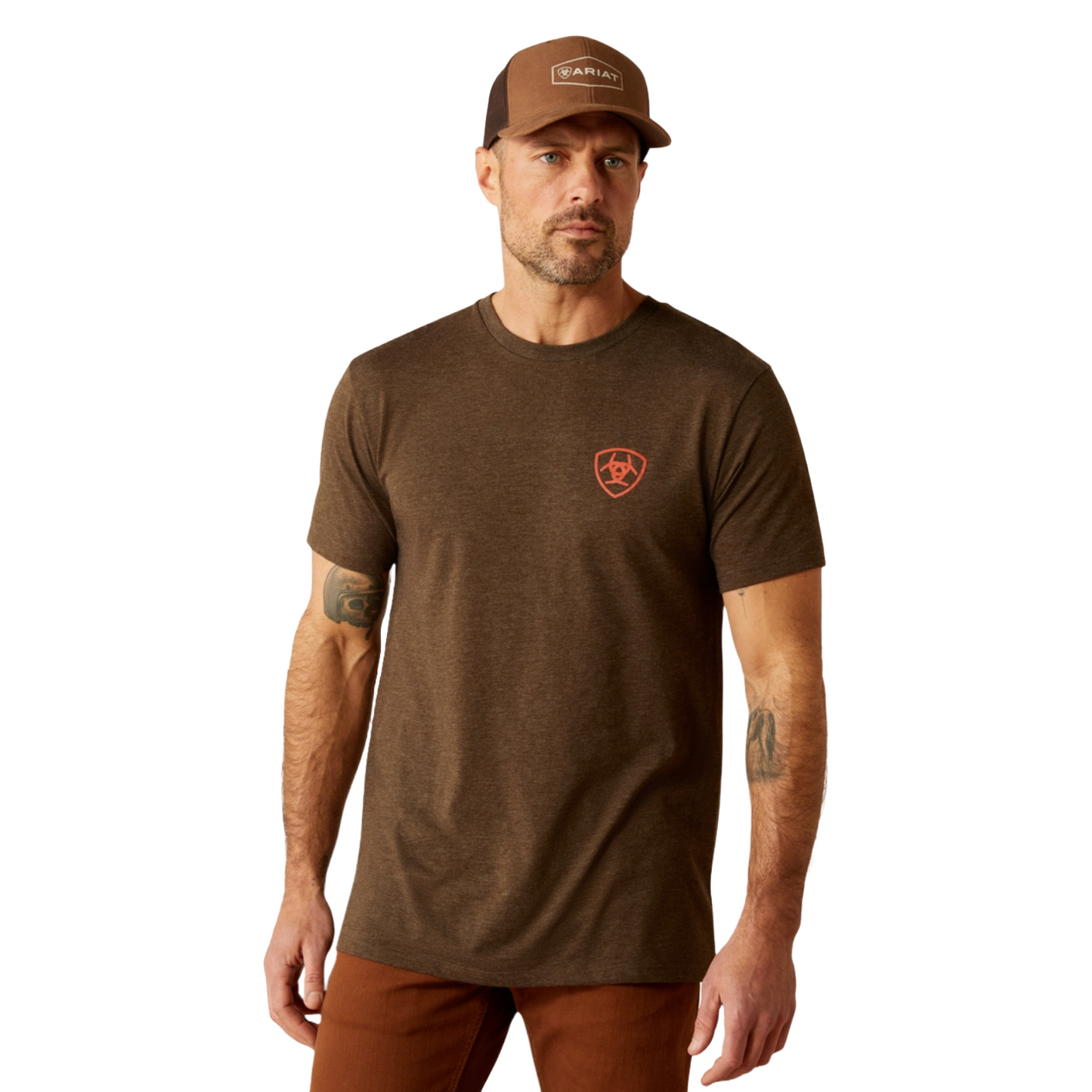 Ariat Men's Modern Mesa Graphic Brown Heather Short Sleeve T-Shirt 10054004