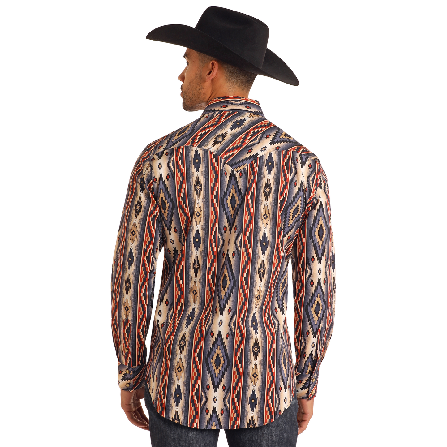 Panhandle Mens Burgandy Southwestern Printed Shirt BMN2S05462