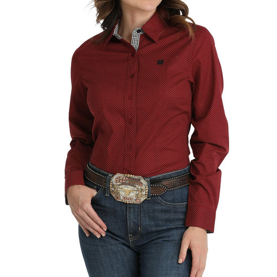 Cinch Ladies Long Sleeve Red Print Shirt MSW9165059