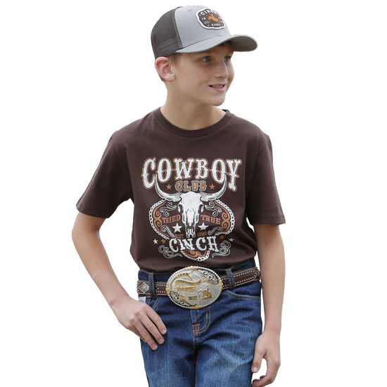 Cinch Boy's Cowboy Club Brown T-Shirt MTT7670151