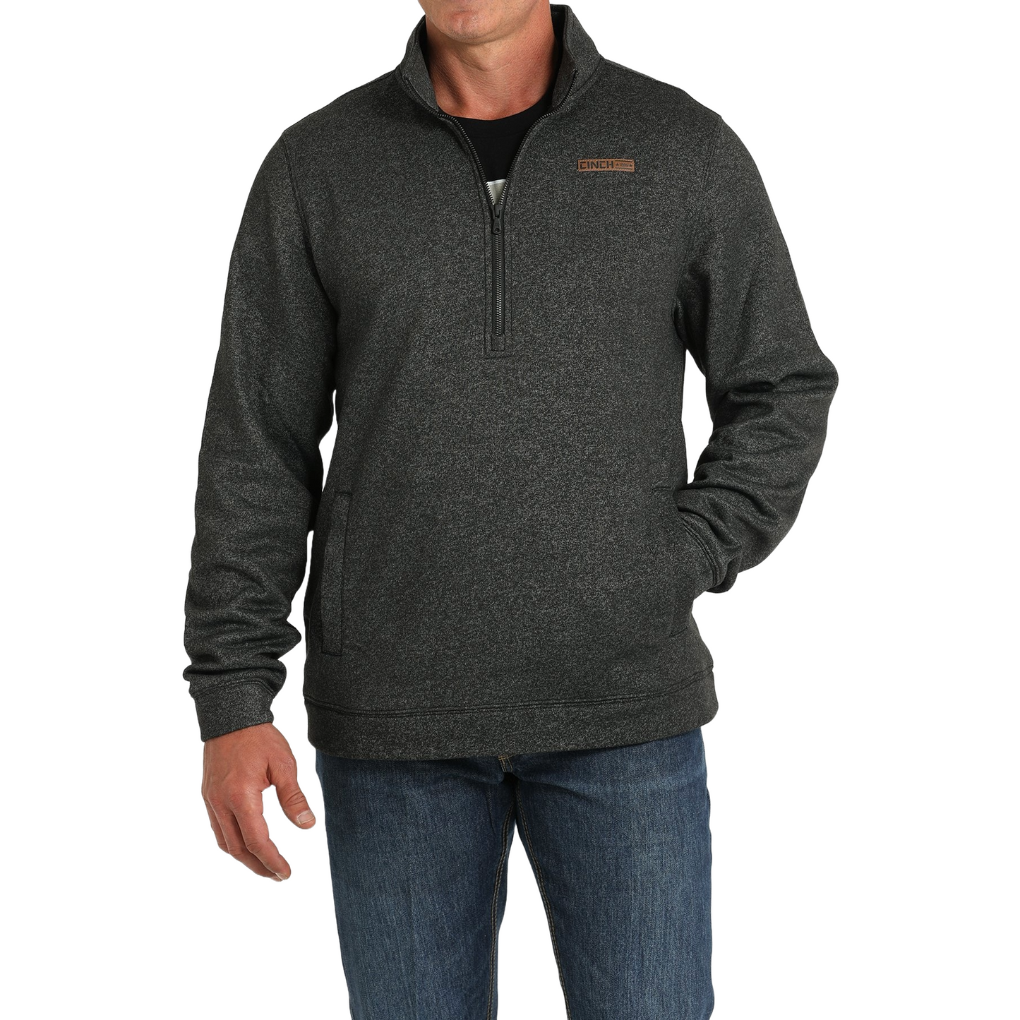 Cinch Men's 1/2 Zip Black Fleece Pullover MWK1913001